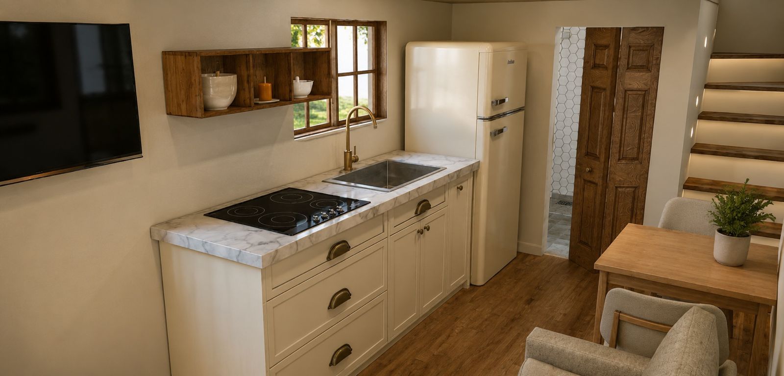 Contemporary kitchen with natural materials